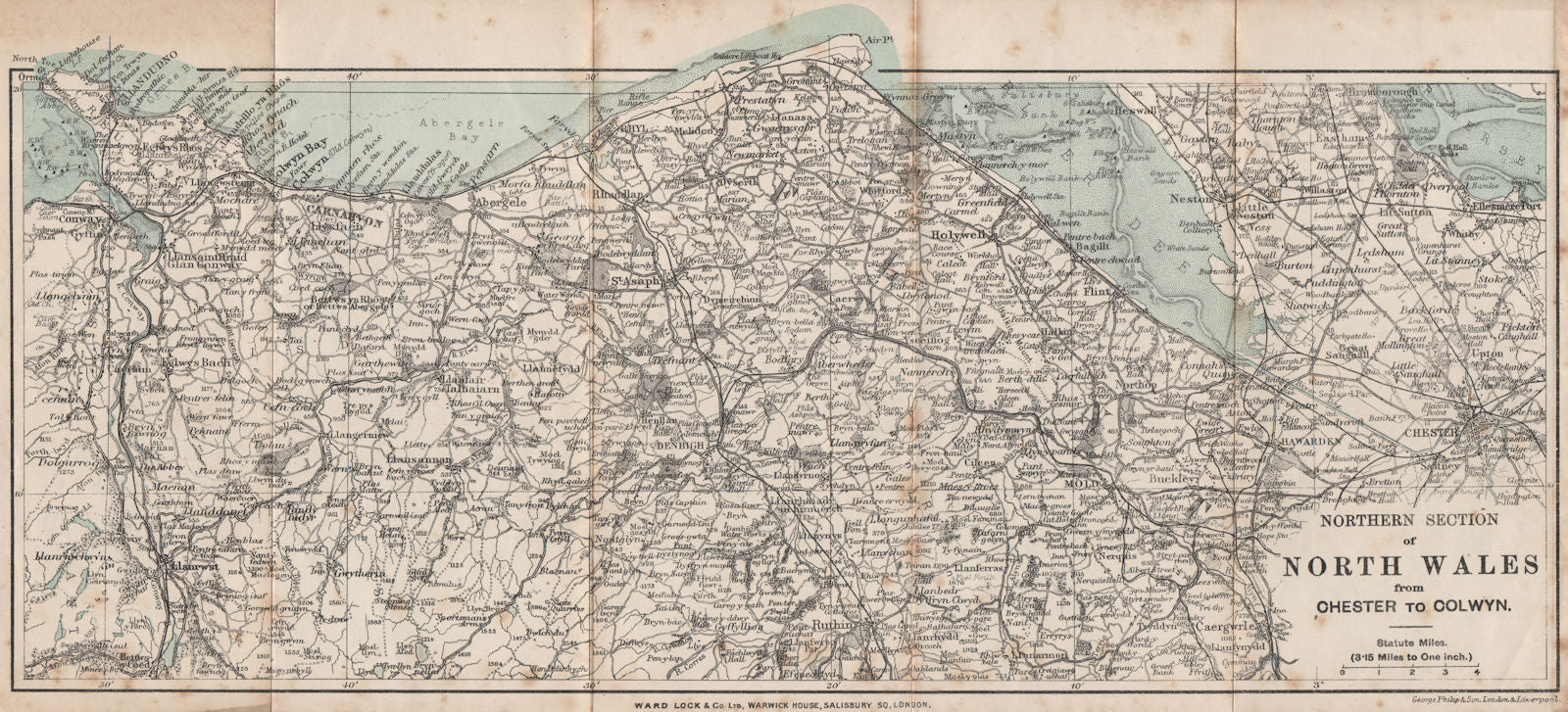 NORTH WALES COAST. Chester-Llandudno. Denbigh Rhyl Deeside. WARD LOCK 1901 map